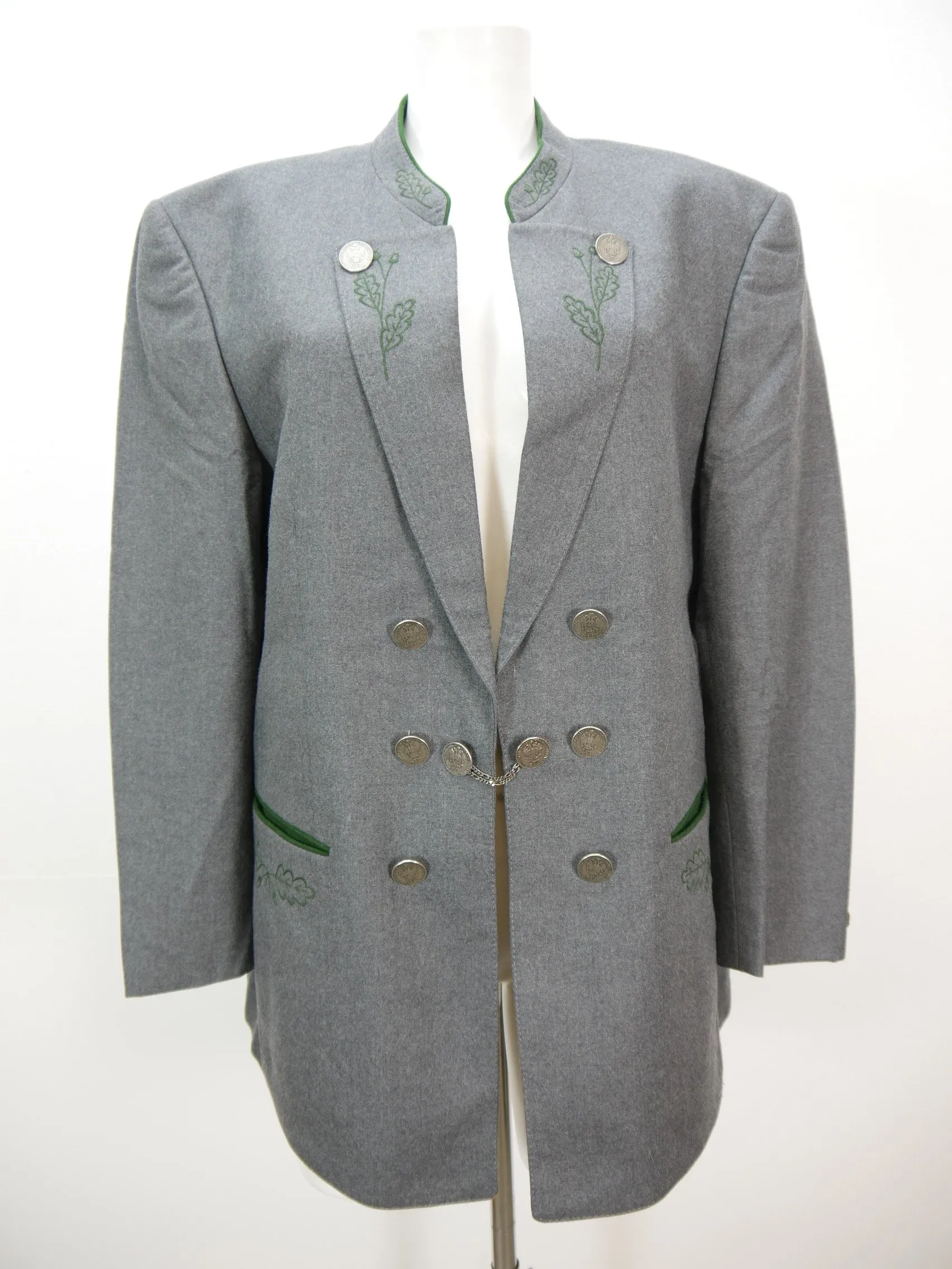 A.Imhof grau neuwertig mit Stickerei und Münzknöpfe Trachtenjacke Jacke Gr.60