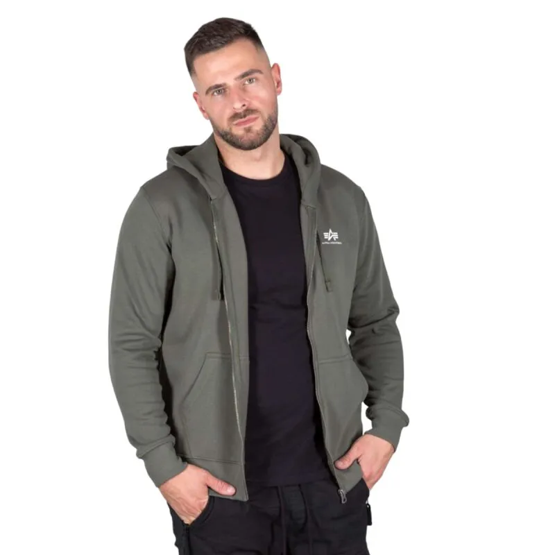 Alpha Industries Herren Basic Zip Hoodie SL dark olive