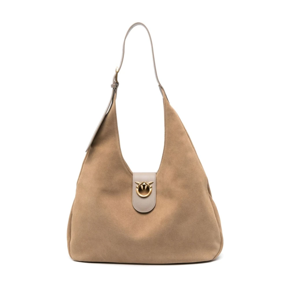 Beige Wildleder Hobo Tasche mit Love Birds