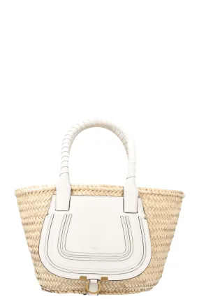 CHLO Medium Marcie Basket Bag Beige White