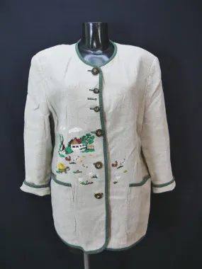 Collection Forum beige mit Bauernhof Stickerei Damen Leinen Trachtenjacke Gr.44