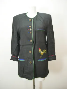 Collection Forum schwarz mit Stickerei tolle Damen Leinen Trachtenjacke Gr.40