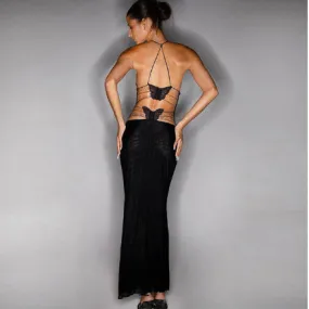 Damen Spaghetti-Träger Kleid