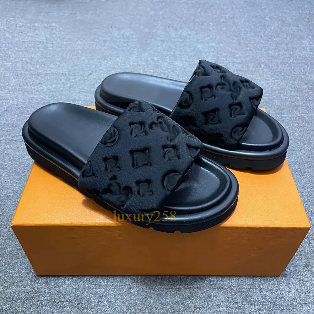 Designerinnen Frauen Buchstaben Print Slipper Männer flache Sandalen Pool Kissen Maultiere Schieber Schieber Mode Casual Beach S