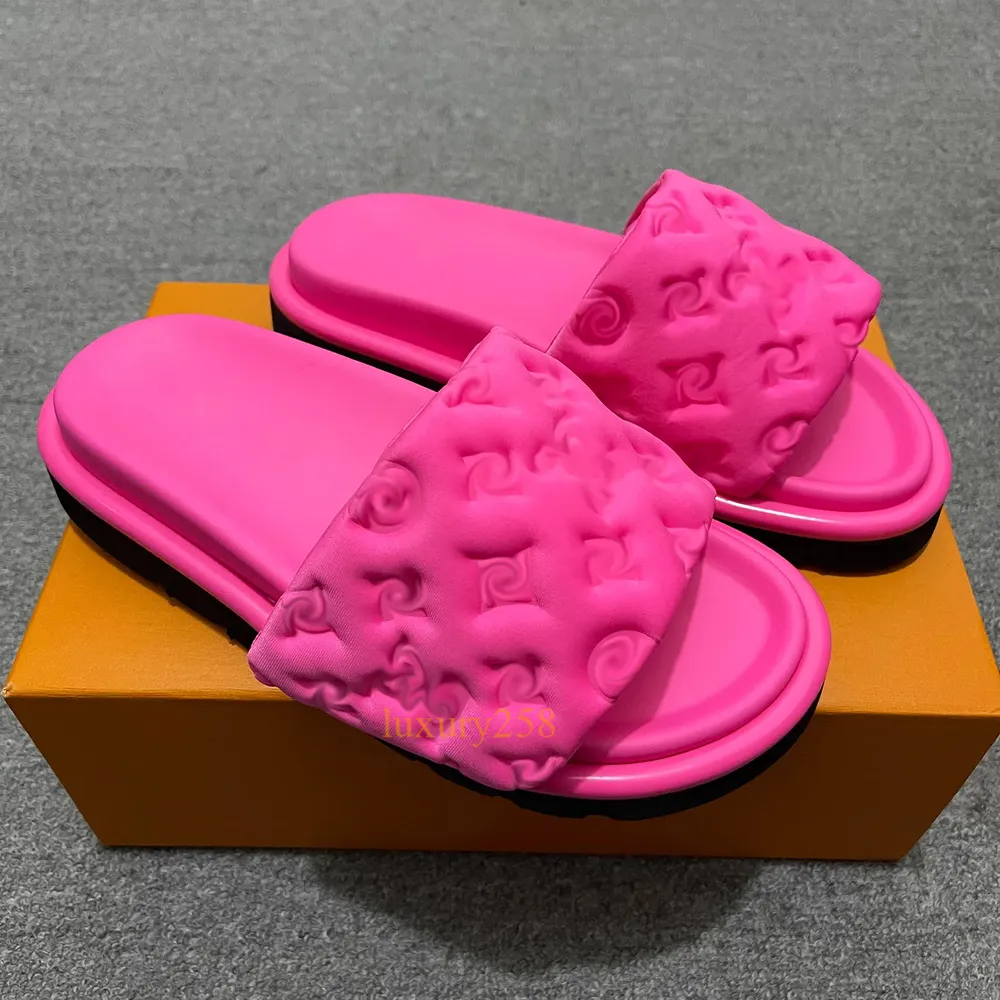 Designerinnen Frauen Buchstaben Print Slipper Männer flache Sandalen Pool Kissen Maultiere Schieber Schieber Mode Casual Beach S