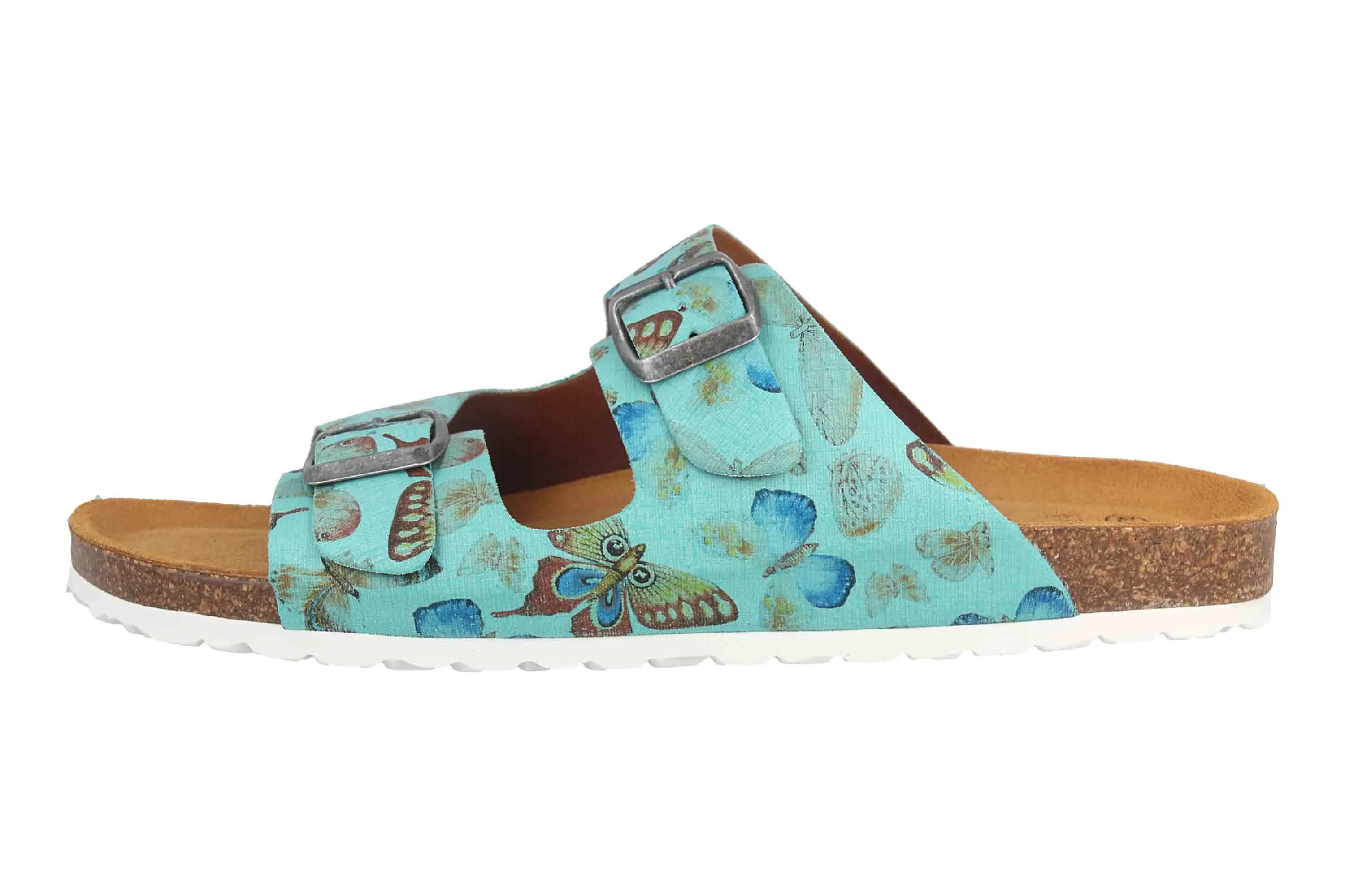 ELLA.shoes Butterfly Pantoletten in Übergrößen Blau 15-0016 Aqua große Damenschuhe