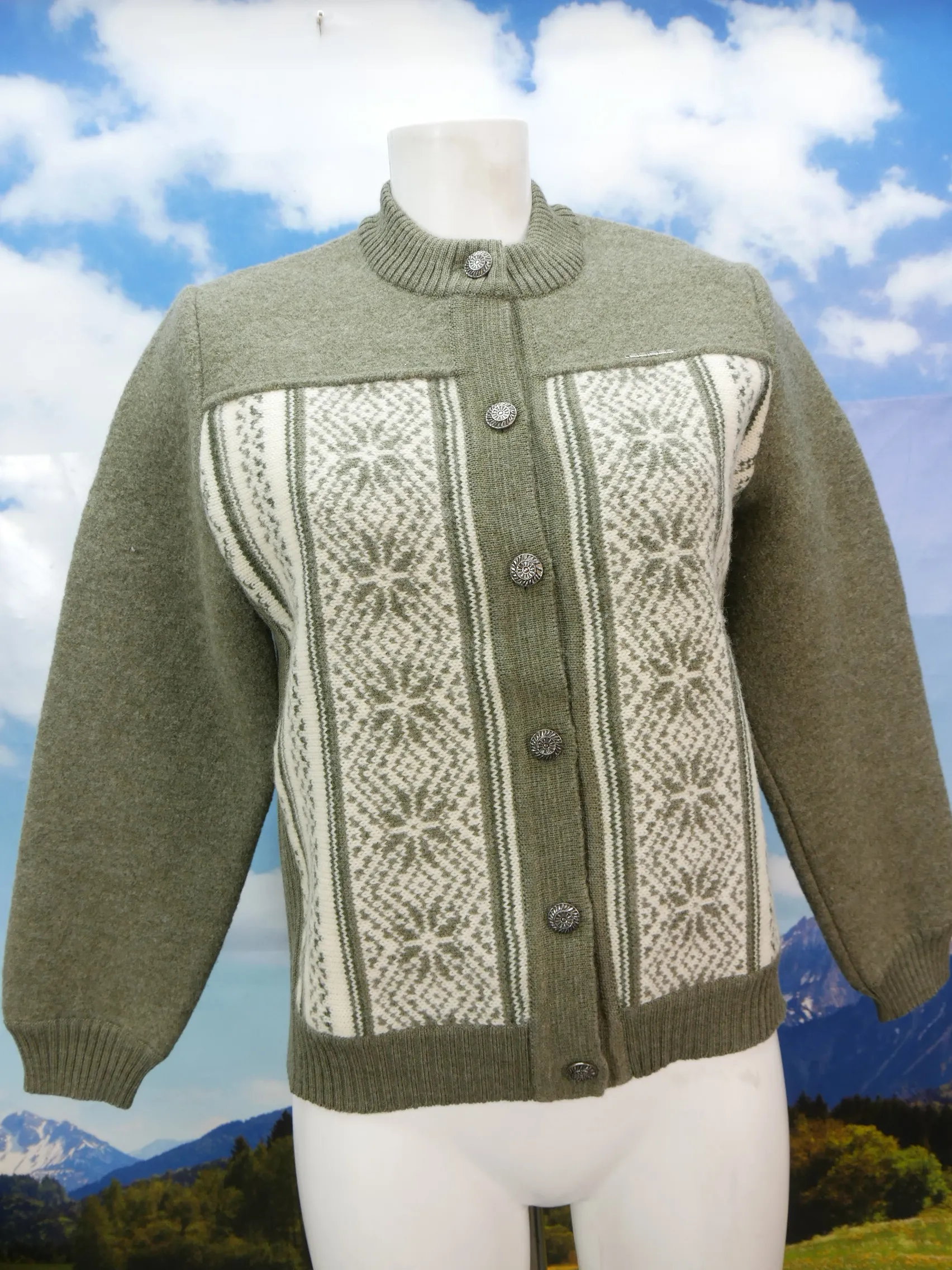 Geiger Tyrol grün Schurwolle mit Strickeinsatz fesche Trachtenjacke Jacke Gr.44