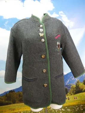 Großartig schwarzfaben Walker mit Jagdmotiv bestickte Trachtenjacke Jacke Gr.38