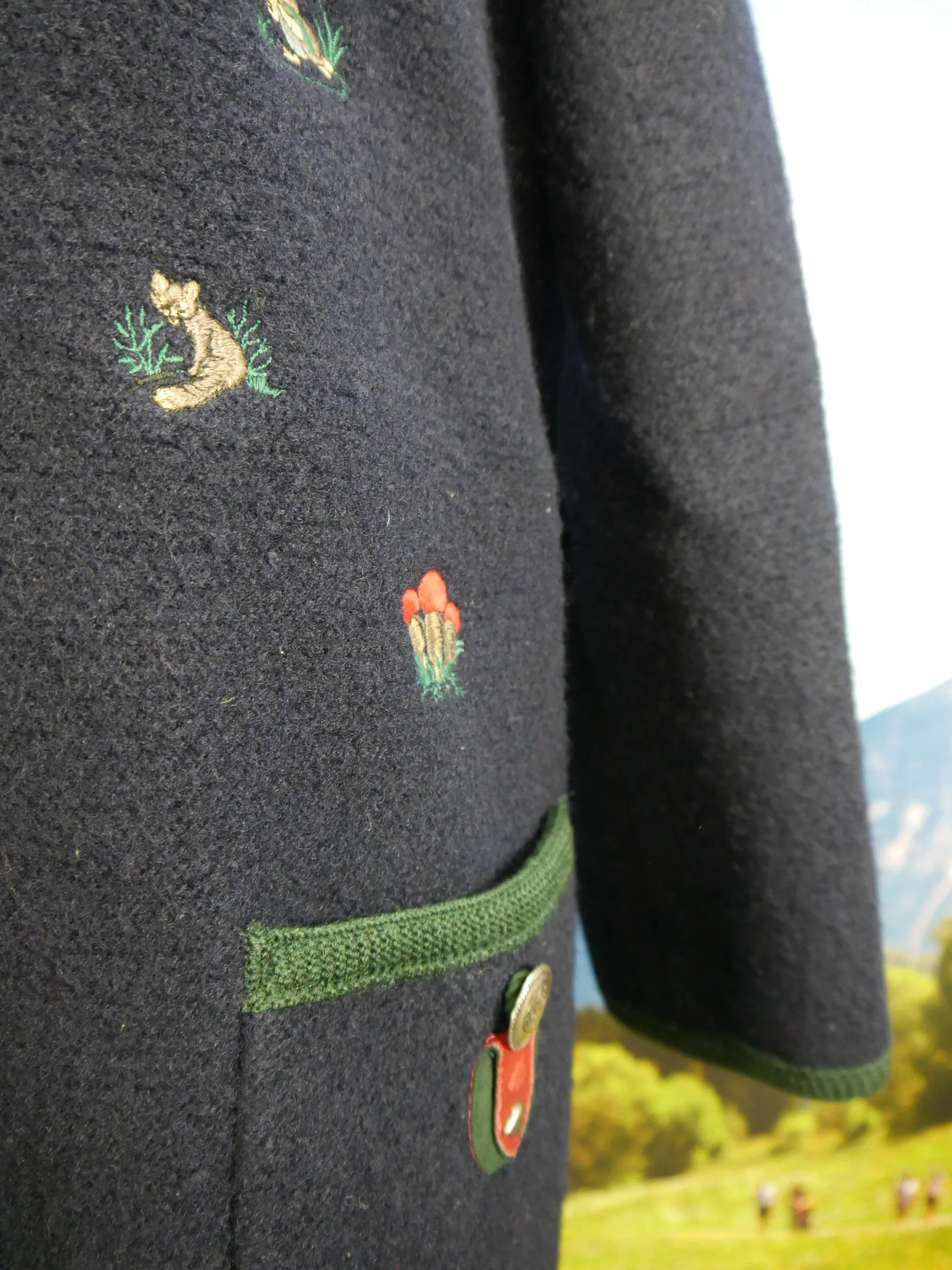 Julius Lang blau Walker mit Stickerei fesche Trachtenjacke Jacke Gr.42