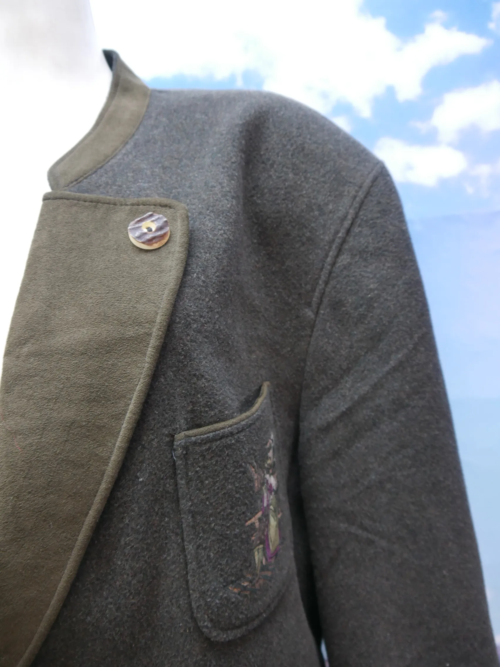 Julius Lang braun Loden mit Hirschhornknöpfe geniale Trachtenjacke Jacke Gr.54