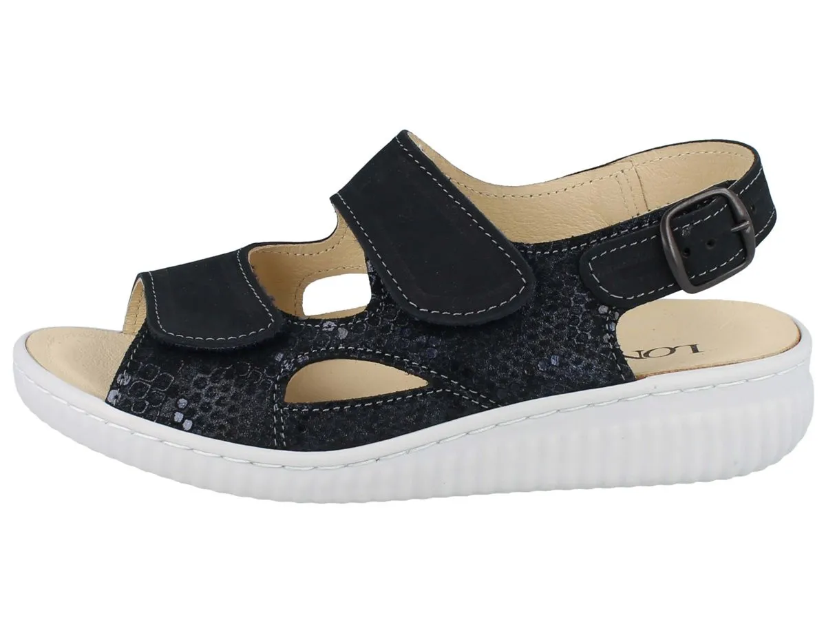 LONGO Damen Sandale blau marine Nubukleder