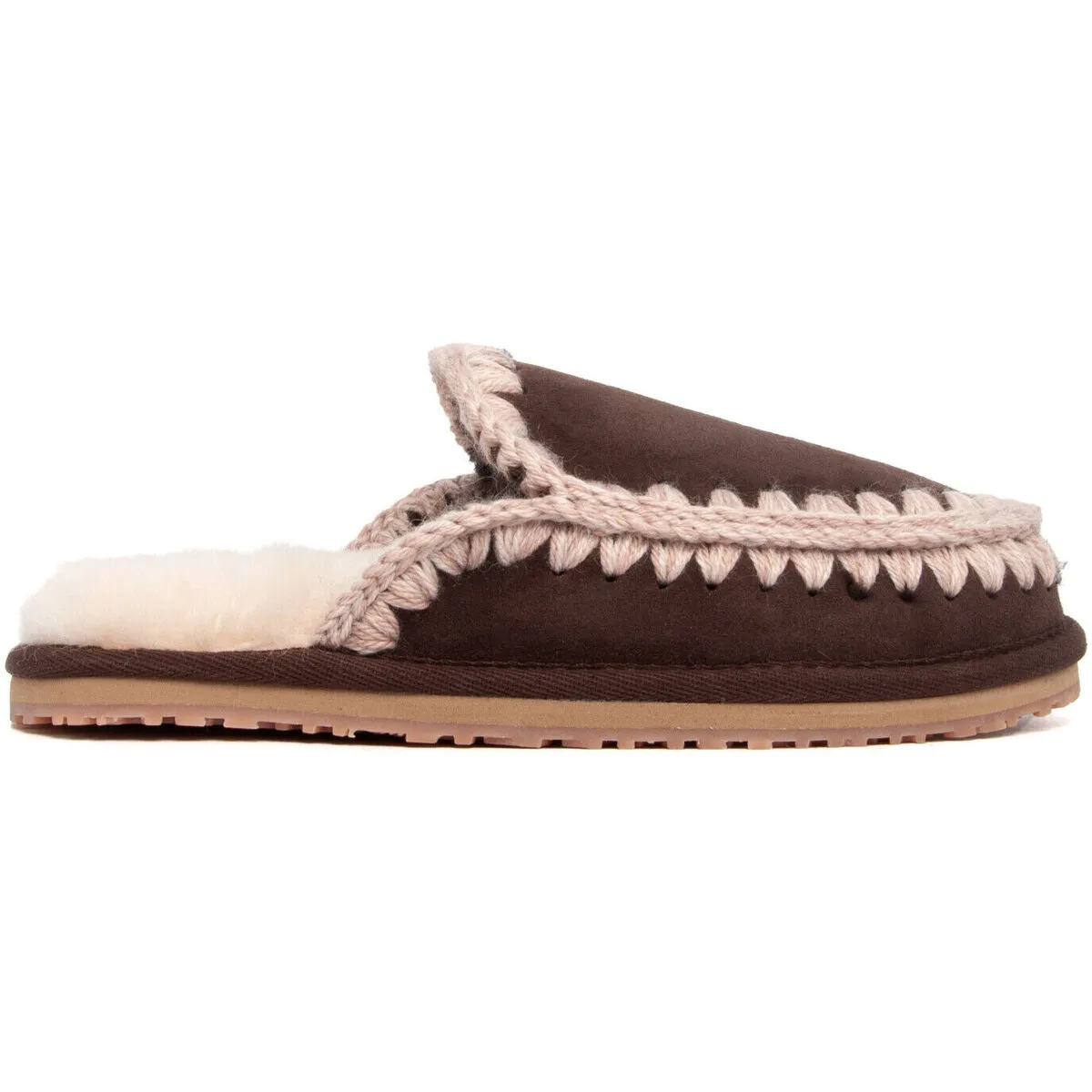 Mou - FW161007A SUEDE SLIPPER FULL ESKIMO STITCH MOCHA