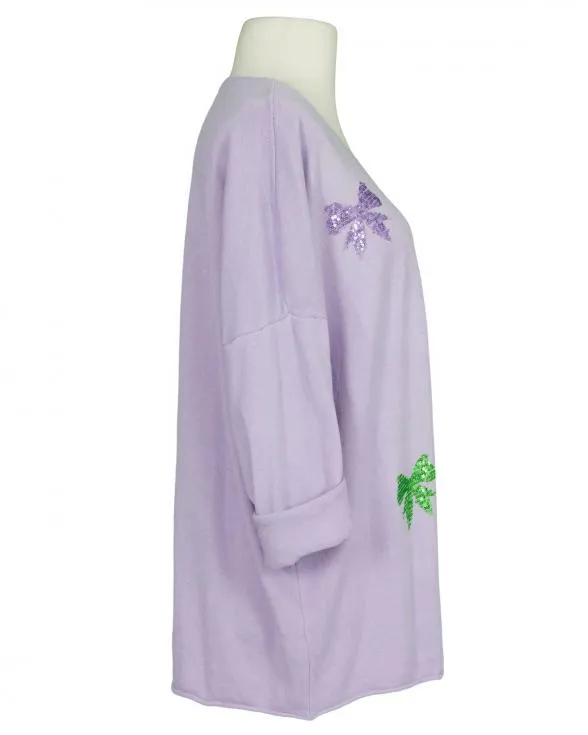 Oversize Pullover mit Pailletten für Damen in  helllila von Made in Italy