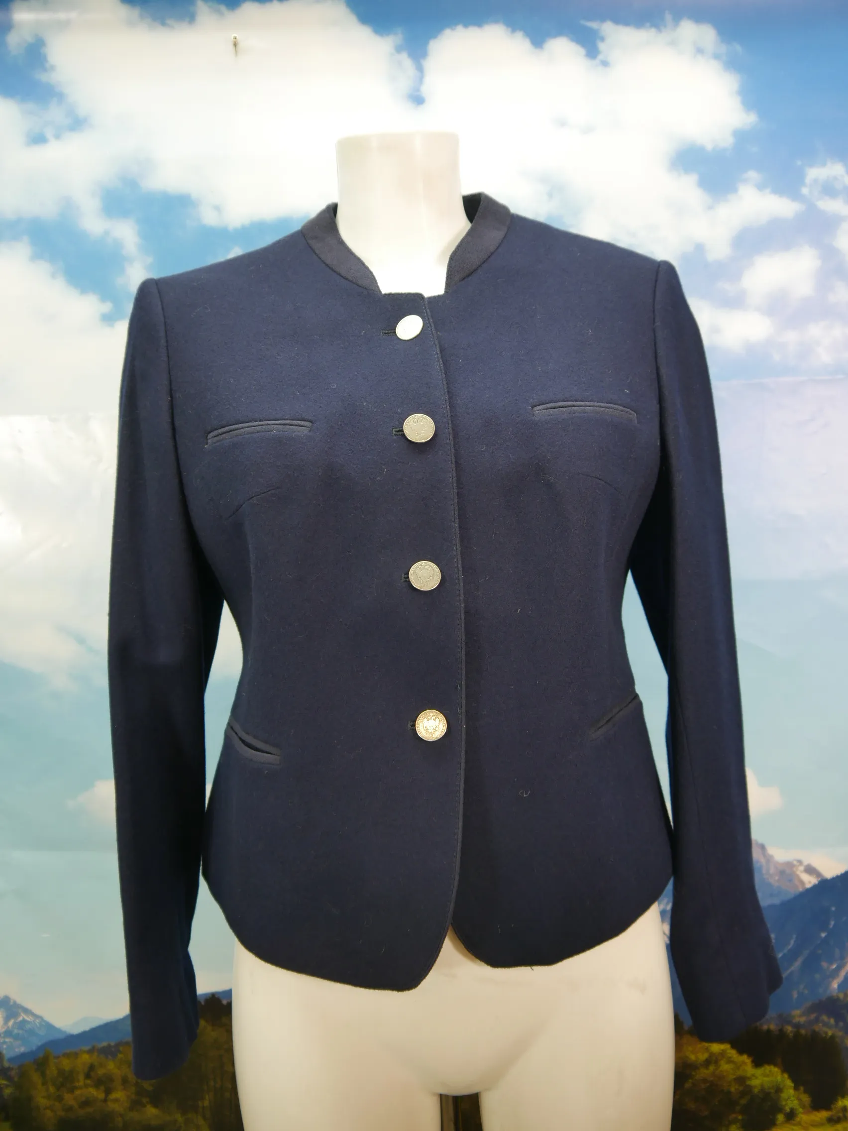 Peko Jagd und Tracht blau Loden mit Münzknöpfe süße Trachtenjacke Jacke Gr.42