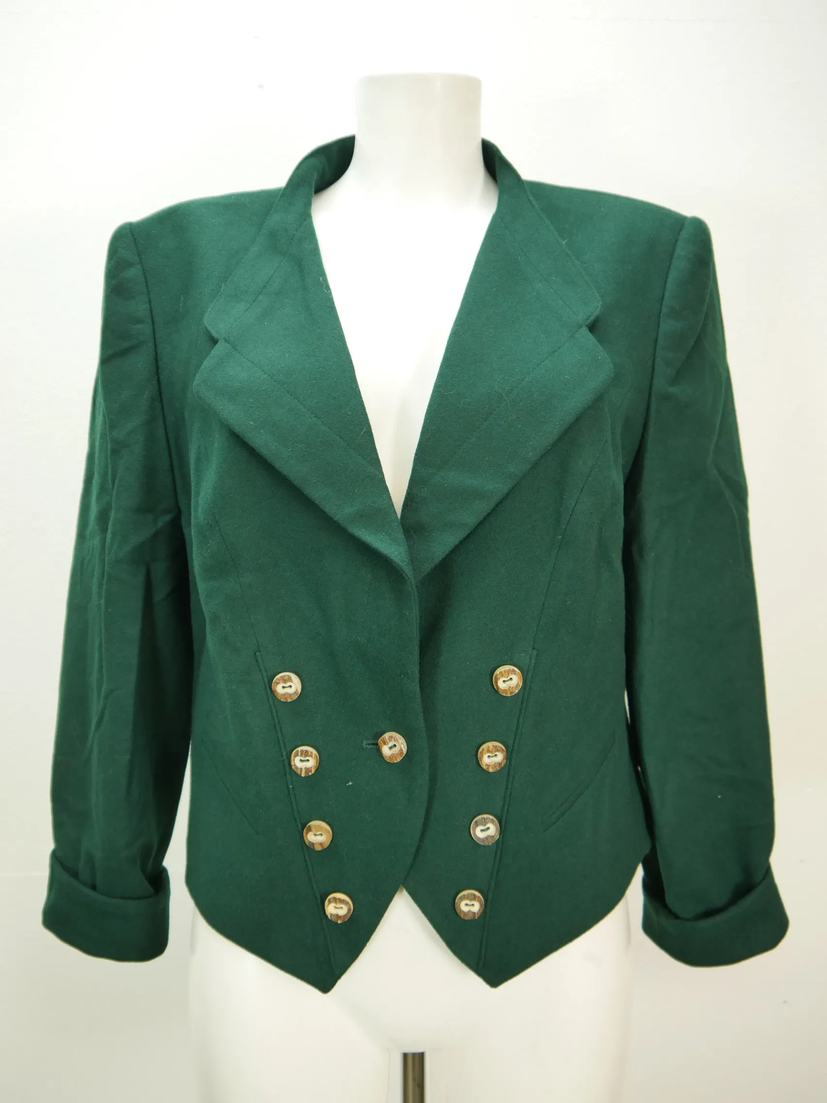 Perry City Schurwolle grün mit Hirschhornknöpfe fesche Trachtenjacke Jacke Gr.42