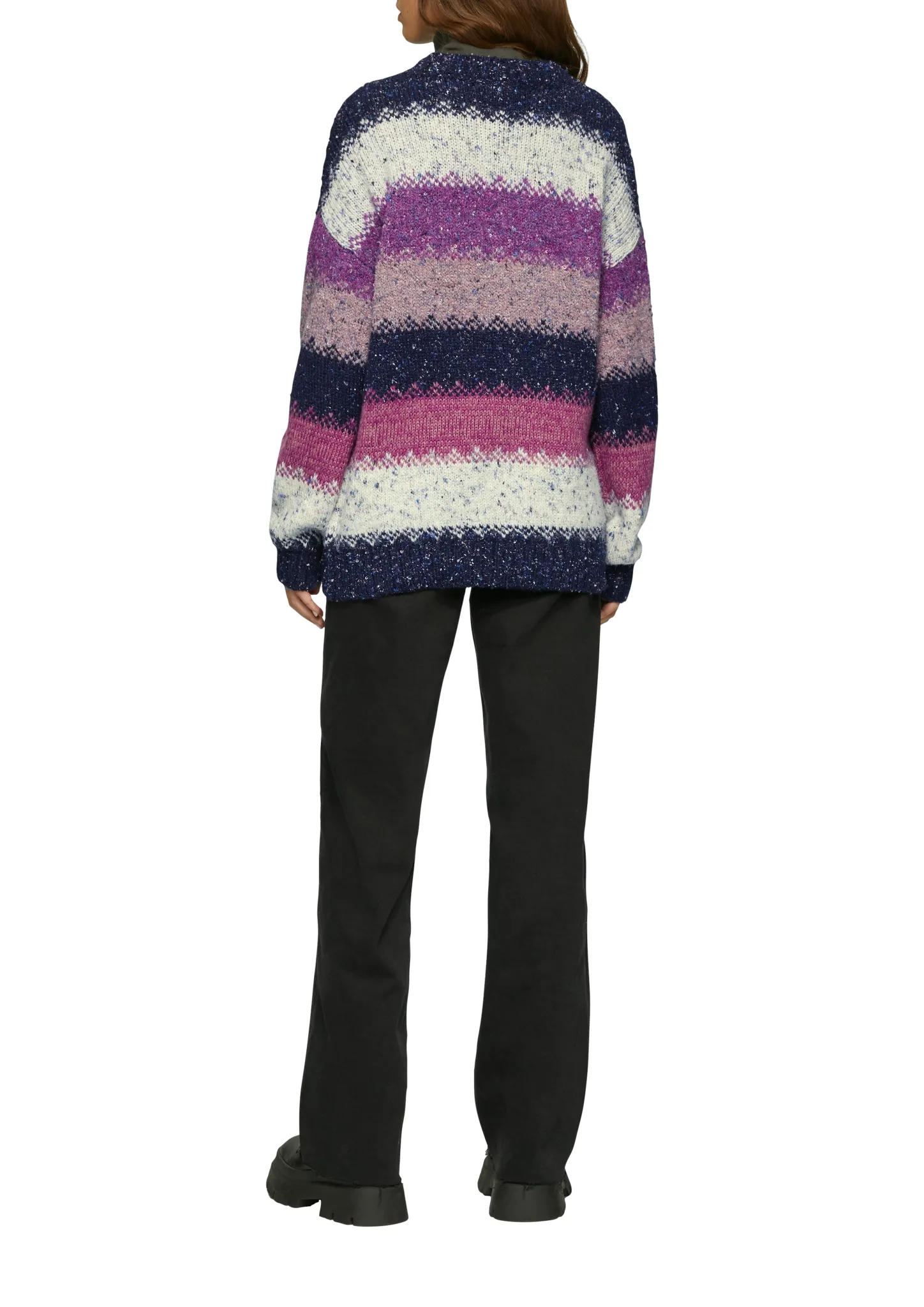 QS Oversize Pullover mit mehrfarbigem Streifenmuster 10776547