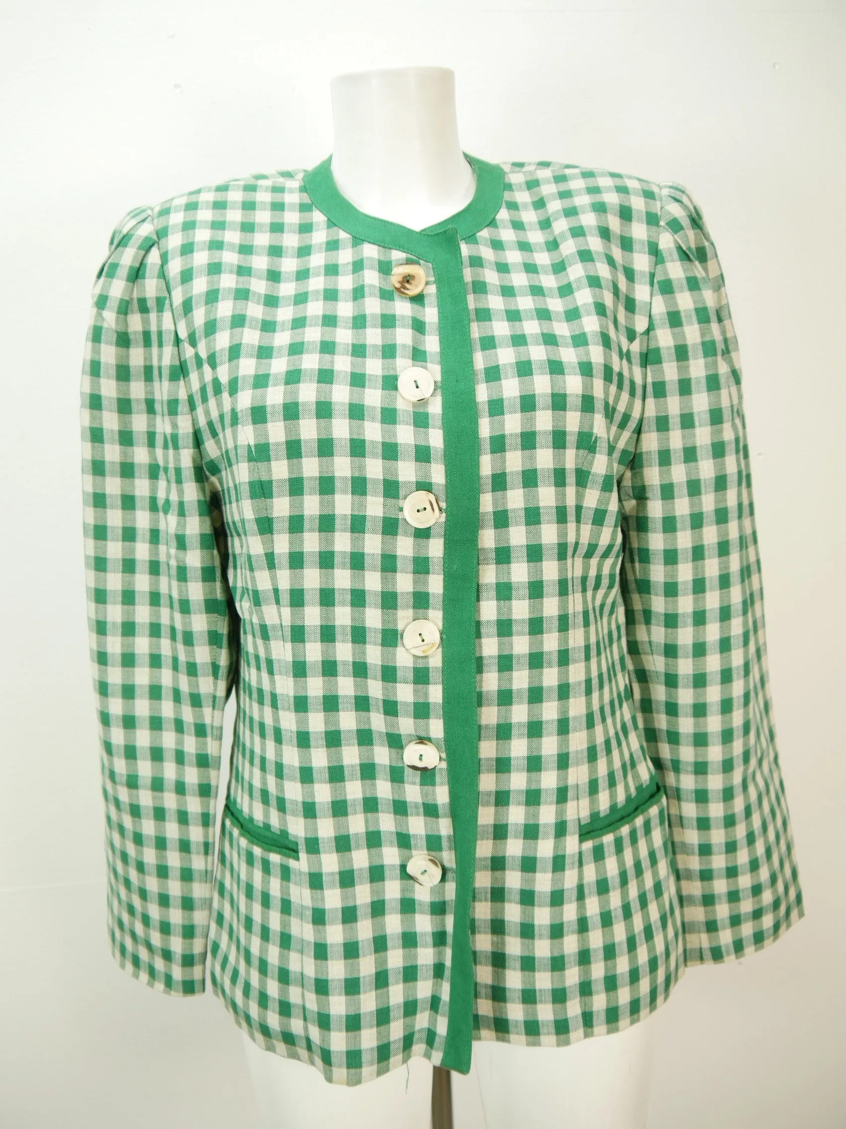 Rehli Tracht grün weiß kariert mit Wienernaht fesche Trachtenjacke Jacke Gr.38