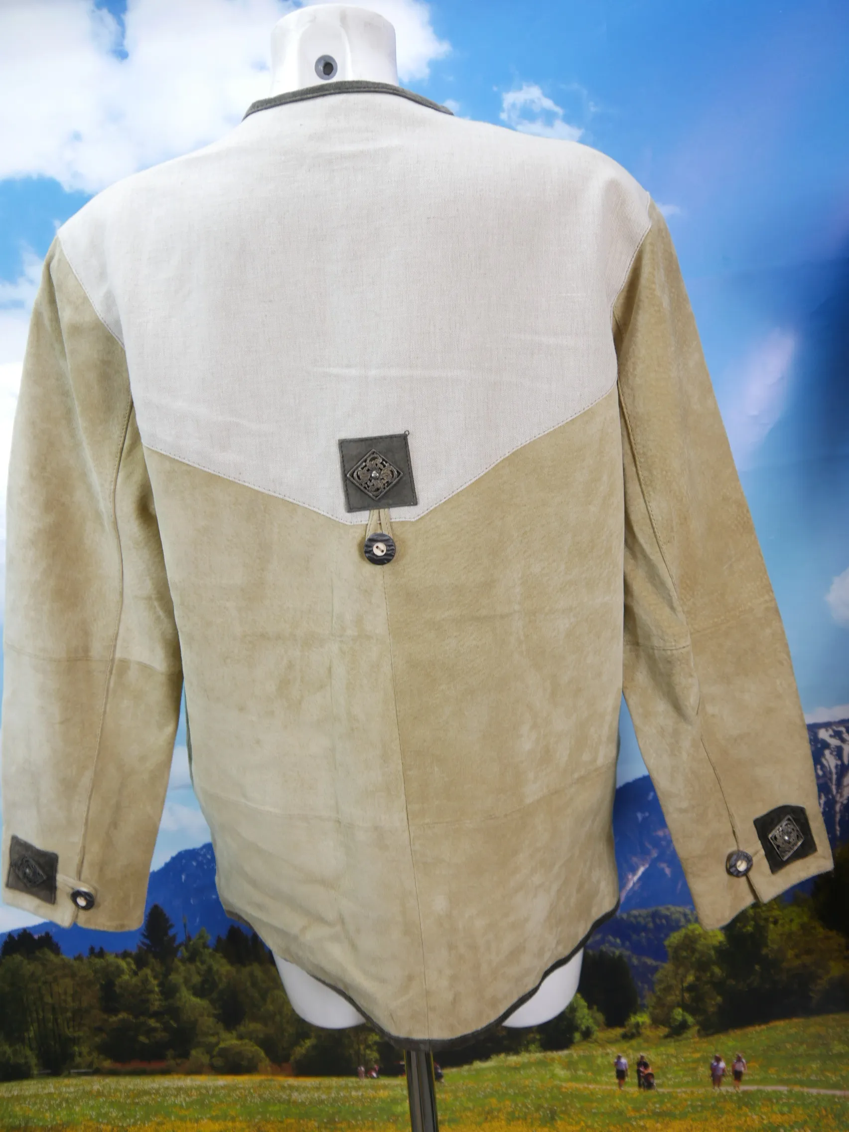 RS Landgut echtes Leder beige wunderschön fesche Trachtenjacke Jacke Gr.38