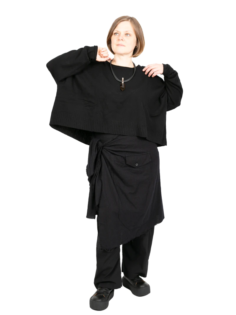 Rundholz Black Label - Pullover Woll-Mix mit breitem Saumabschluss in Ripp Oversize black - 2243450709