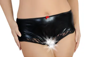 Schwarzer Wet-Look Slip