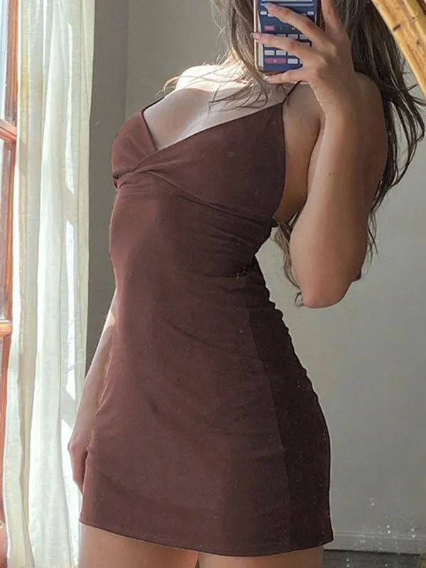 Slip Party Minikleid mit V-Ausschnitt