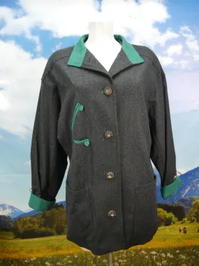 Stassny Salzburg schwarz Loden mit Hirschhornknöpfe Trachtenjacke Jacke Gr.42