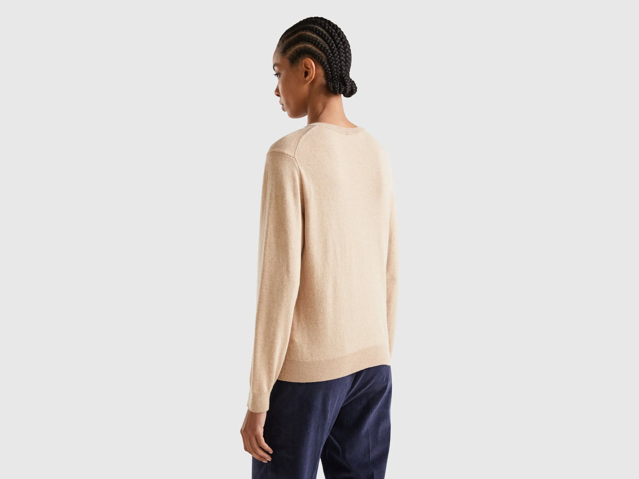 Strickjacke in einer Mischung aus Wolle und Cashmere in Beige