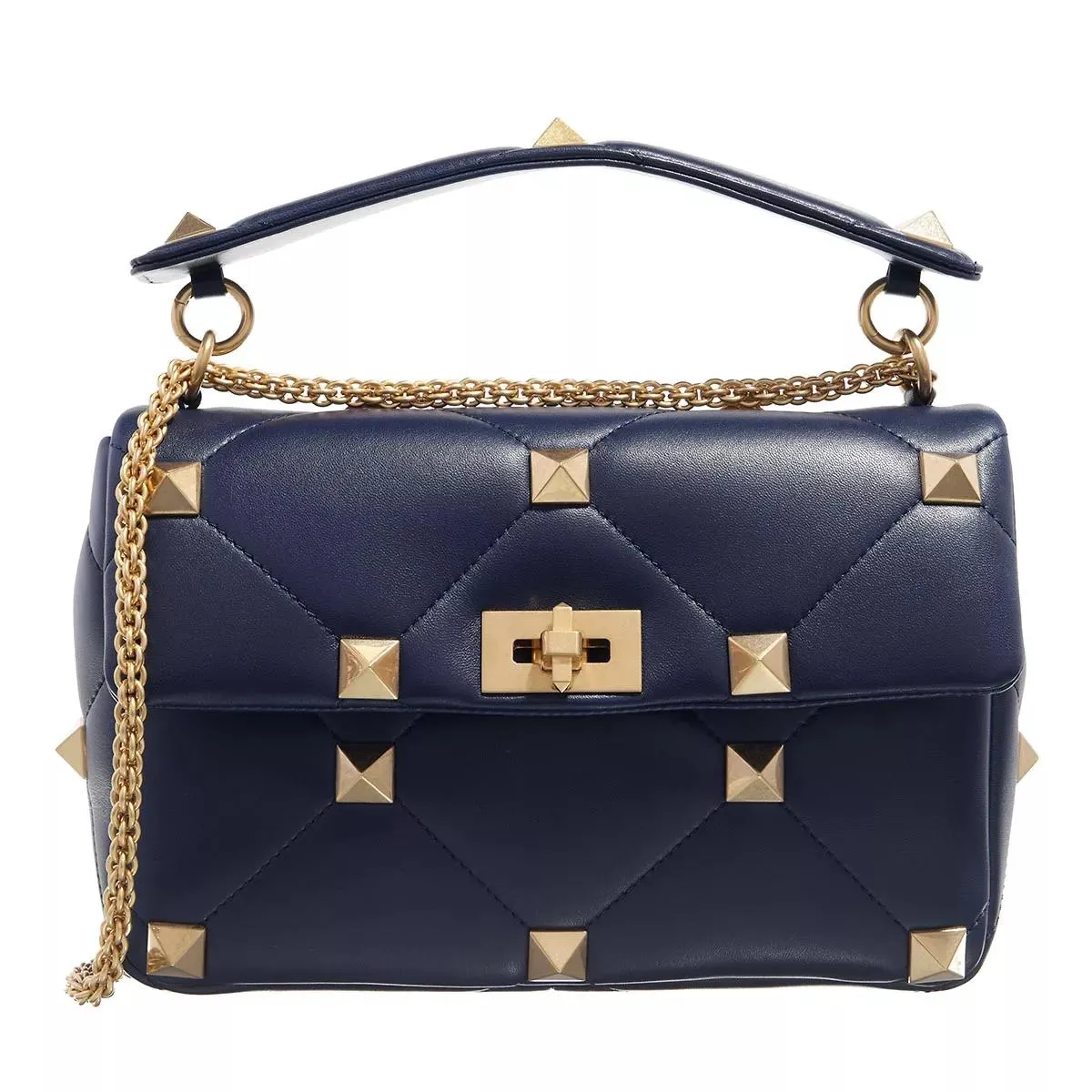   Valentino Garavani  Rockstud Shoulder Bag Leather Navy  Satchel 